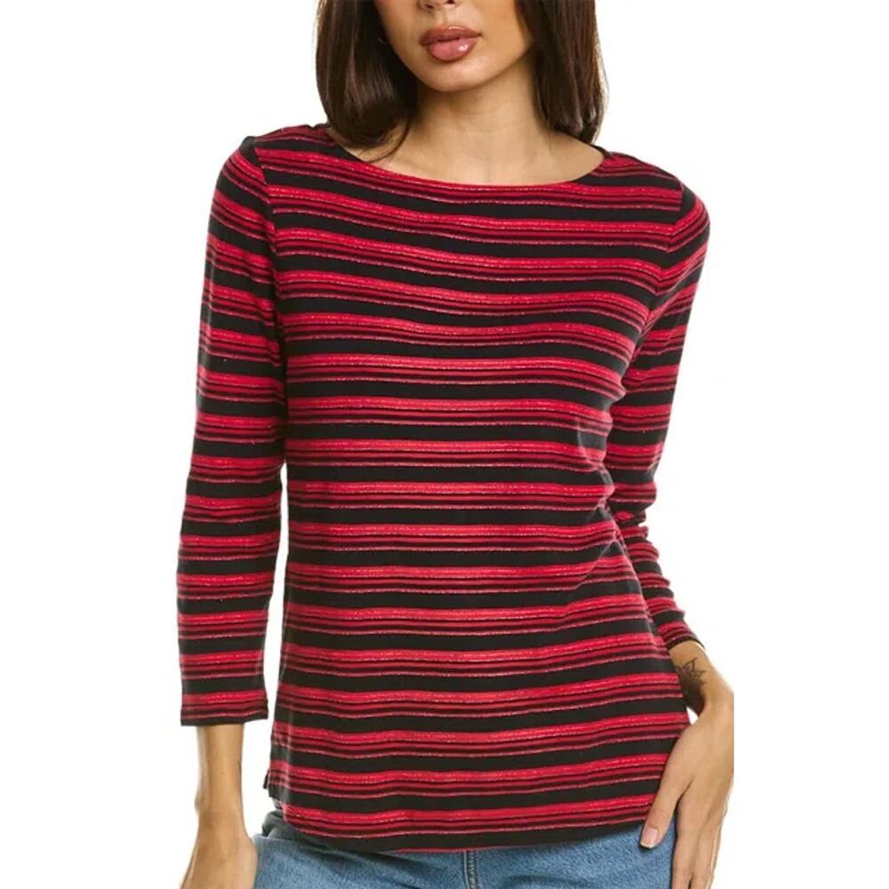 Tommy Bahama Womens Ashby Isles Rib Stipe Slub T-Shirt Resort Vacation Travel M
